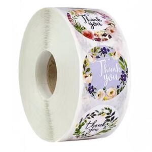 New 500 Piece Roll Self-Adhesive Thank You Stickers - 8 Designs